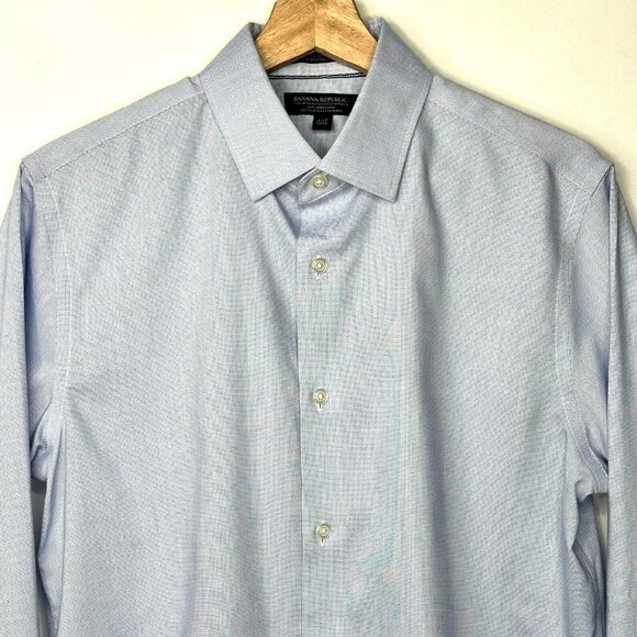 Banana Republic Mens Shirt Camden Button Up Standard Fit Non Iron Stretch Blue S - Picture 3 of 9